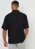 Threadbare Black Kylian Linen Blend Revere Collar Short Sleeve Shirt - L Image 2