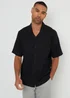 Threadbare Black Kylian Linen Blend Revere Collar Short Sleeve Shirt - L Image 1