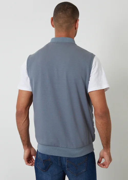 Threadbare Blue Quilted Hybrid Gilet - S Image 2