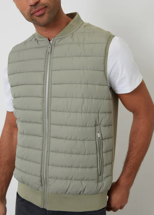 Threadbare Soft Green Quilted Hybrid Gilet - XL Image 4