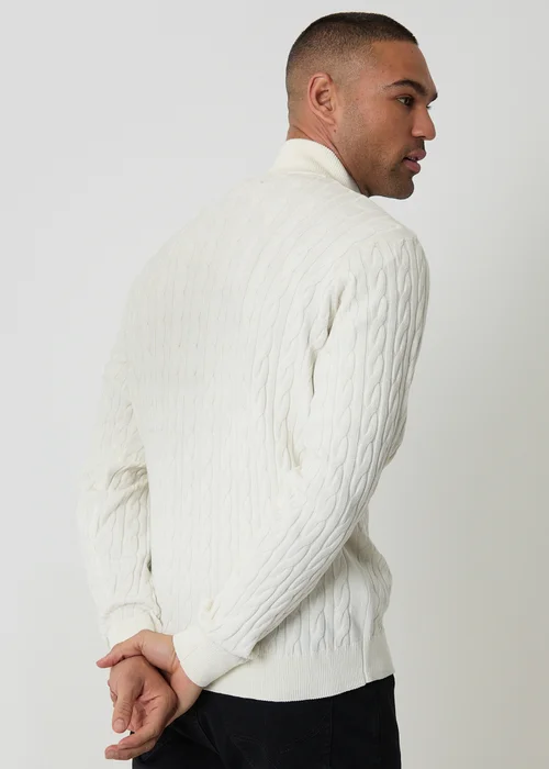 Threadbare Natural Cable Knit Quarter Zip Jumper - 2XL Image 2