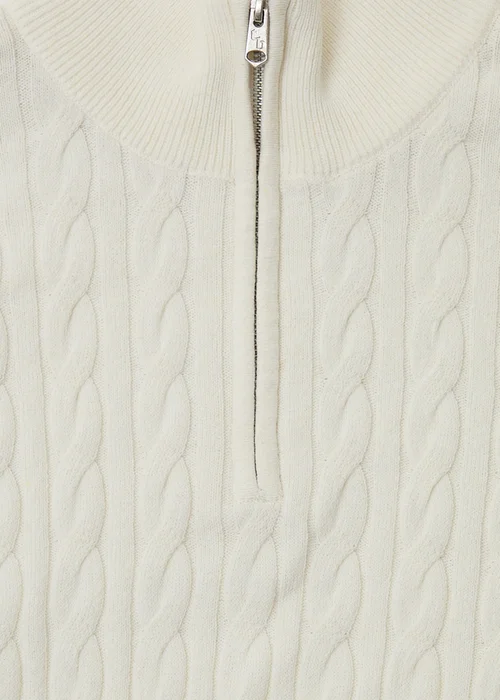 Threadbare Natural Cable Knit Quarter Zip Jumper - 2XL Image 5