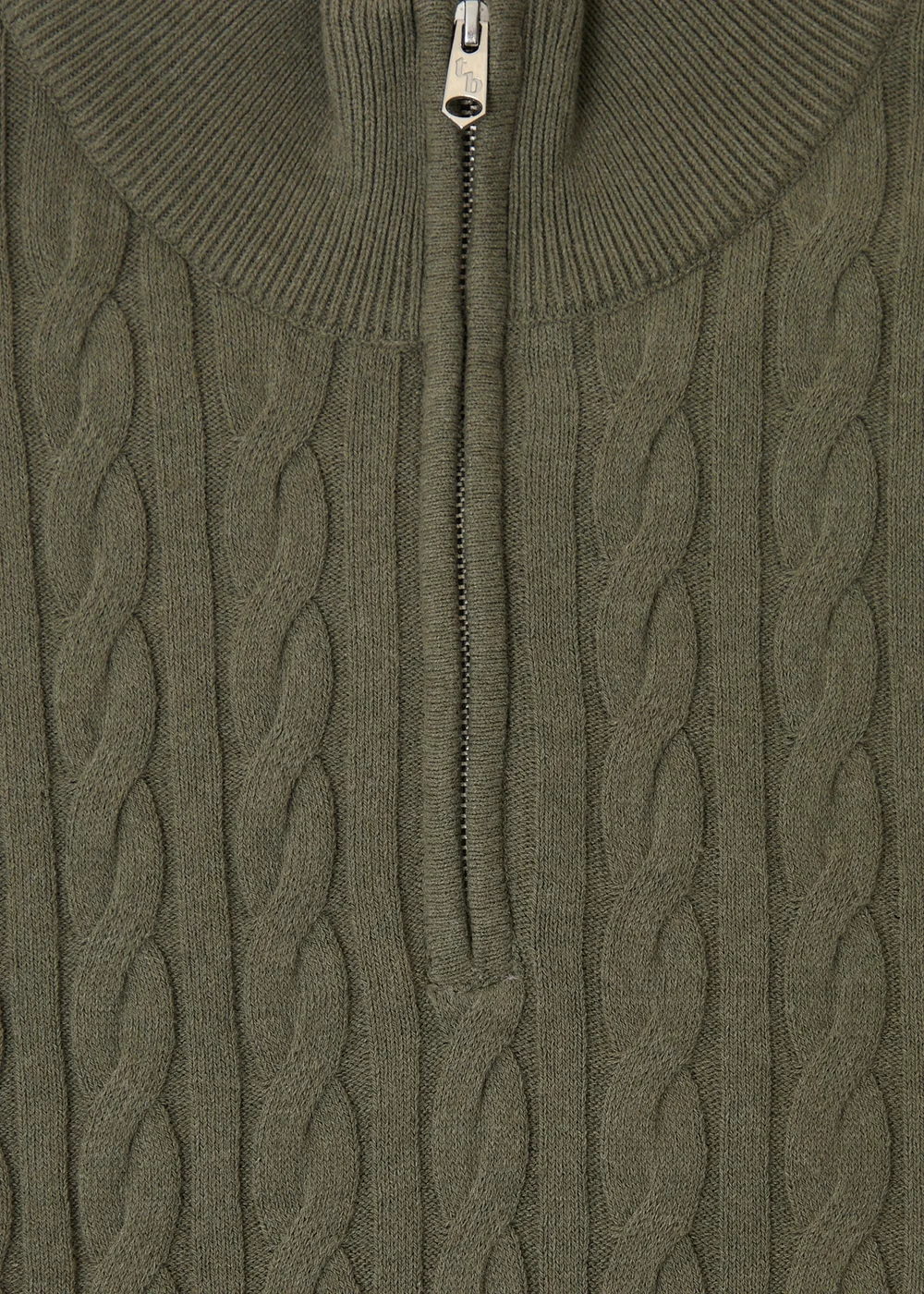 Threadbare Olive Cable Knit Quarter Zip Jumper - XL Image 5