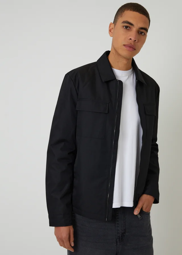 Threadbare Black Showerproof Lightweight Zip Up Jacket