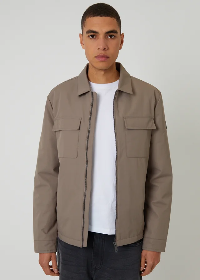 Threadbare Taupe Showerproof Lightweight Zip Up Jacket