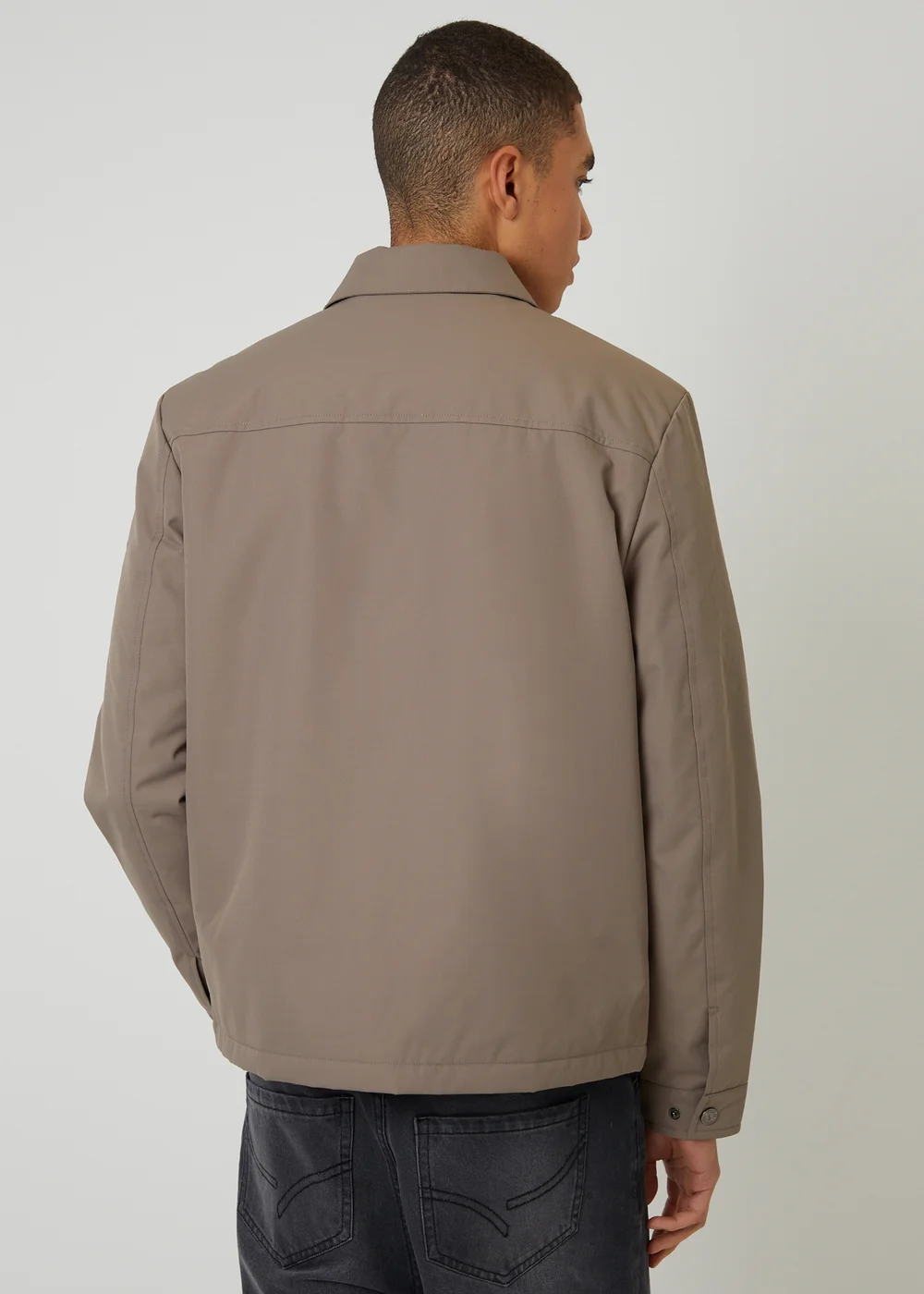 Threadbare Taupe Showerproof Lightweight Zip Up Jacket - M Image 2