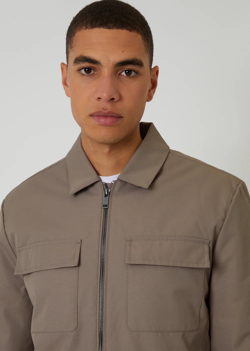 Threadbare Taupe Showerproof Lightweight Zip Up Jacket - M Image 4