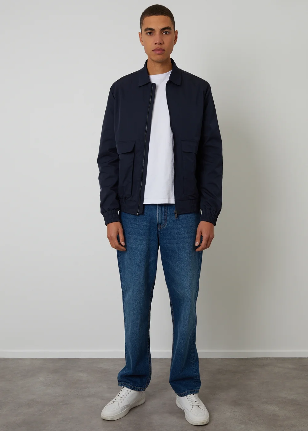 Threadbare Navy Showerproof Patch Pocket Zip Up Jacket - 2XL Image 3