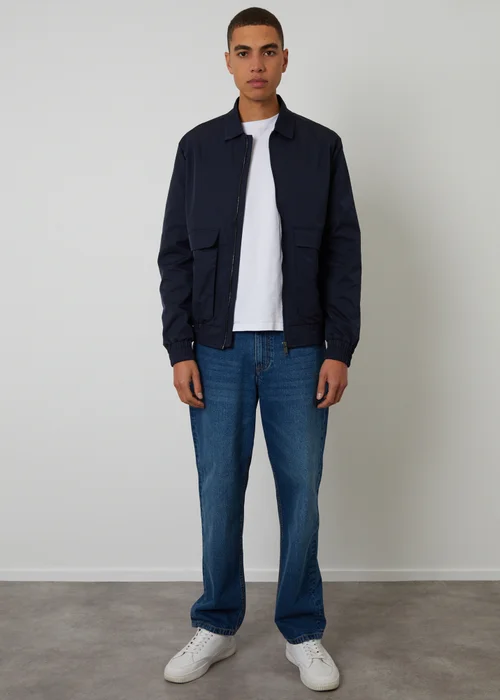 Threadbare Navy Showerproof Patch Pocket Zip Up Jacket - 2XL Image 3