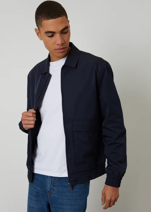 Threadbare Navy Showerproof Patch Pocket Zip Up Jacket - 2XL Image 1