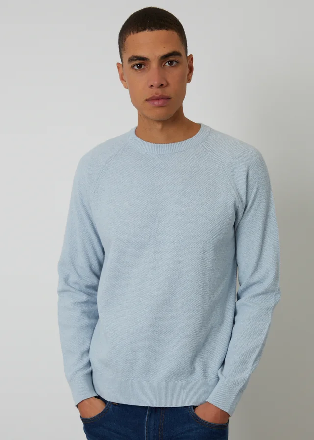 Threadbare Light Blue Raglan Knitted Crew Neck Jumper