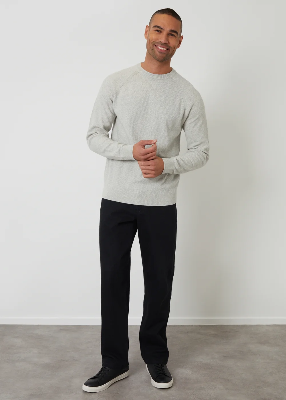 Threadbare Natural Raglan Knitted Crew Neck Jumper - S Image 3