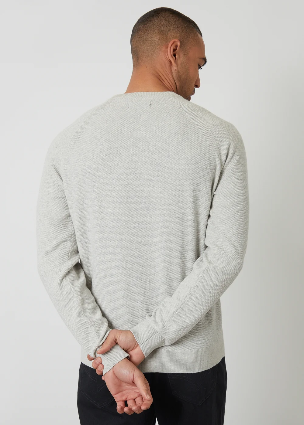 Threadbare Natural Raglan Knitted Crew Neck Jumper - S Image 2