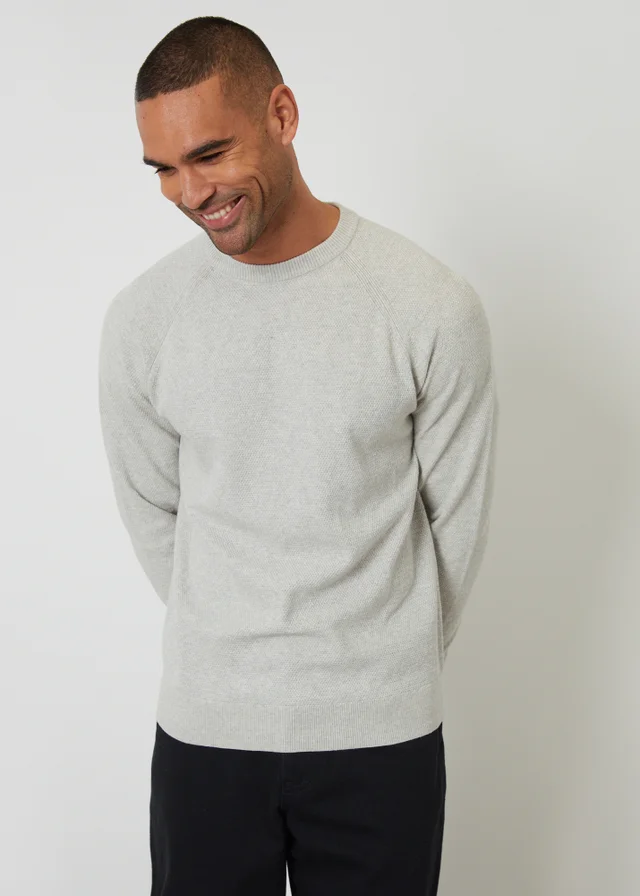 Threadbare Natural Raglan Knitted Crew Neck Jumper