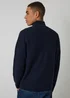 Threadbare Navy Waffle Knit Raglan Quarter Zip Jumper - 2XL Image 2