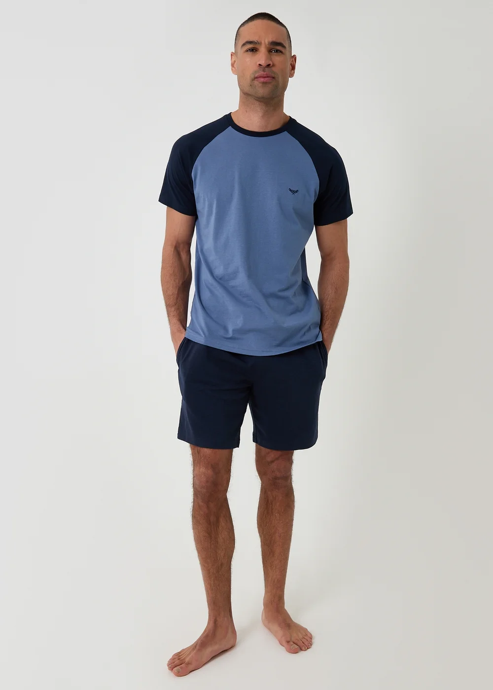 Threadbare Blue Raglan Short Sleeve Top & Shorts Lounge Set - 2XL Image 4