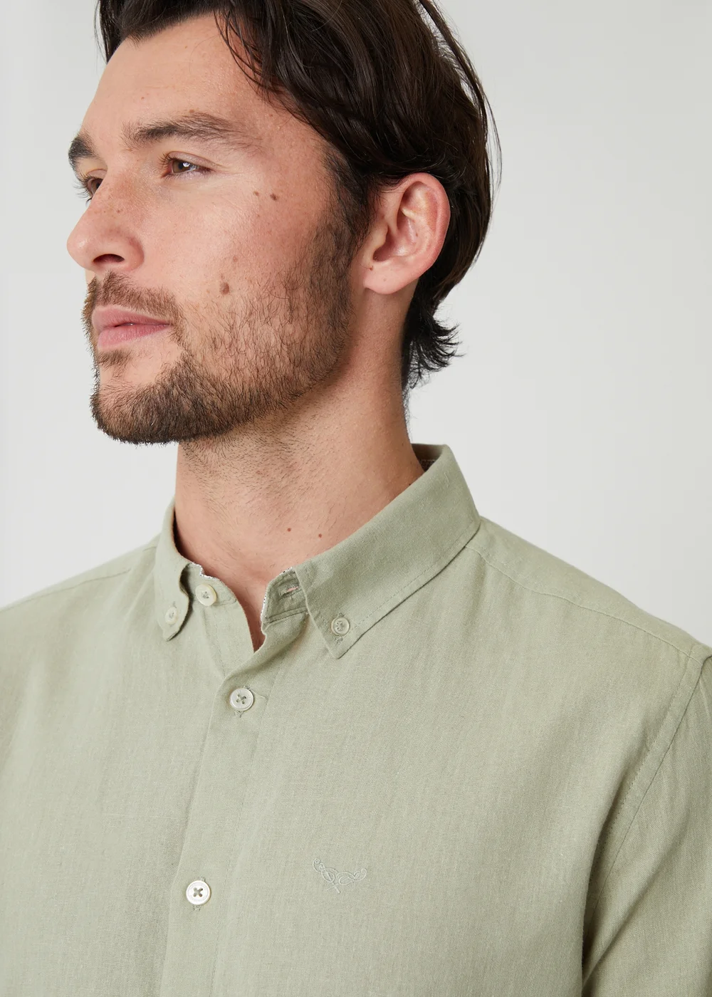Threadbare Soft Green Linen Blend Long Sleeve Shirt - S Image 4