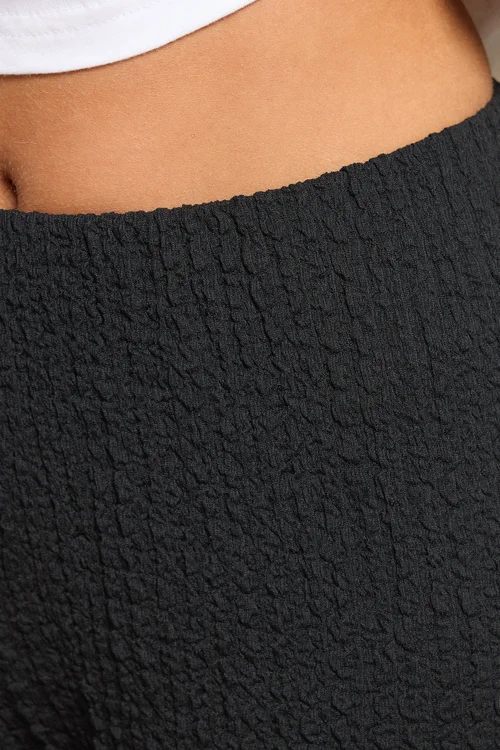 PixieGirl Petite Black Bubble Textured Wide Leg Trousers - 12 Image 4