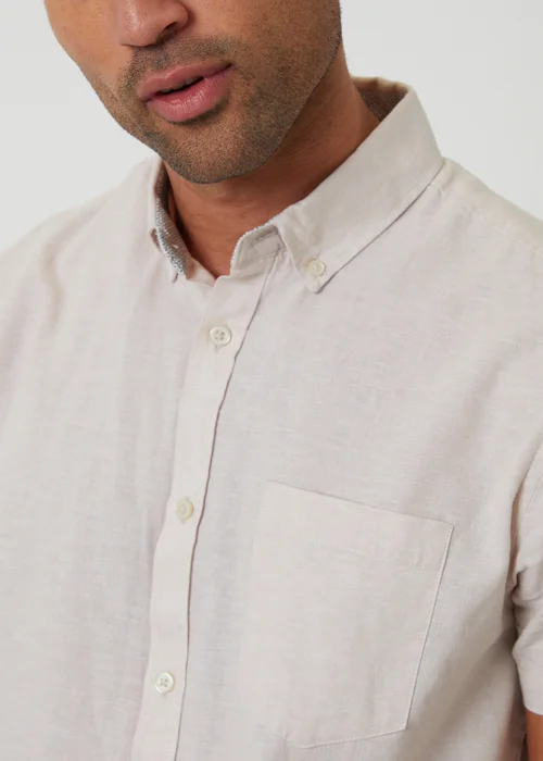 Threadbare Stone Short Sleeve Linen Blend Shirt - 2XL Image 4