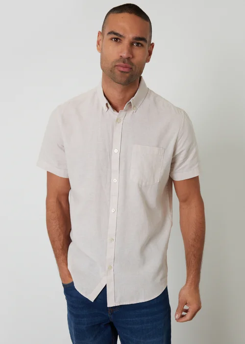 Threadbare Stone Short Sleeve Linen Blend Shirt - 2XL Image 1