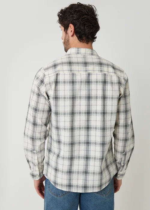 Threadbare Stone Check Cotton Long Sleeve Shirt - 2XL Image 2