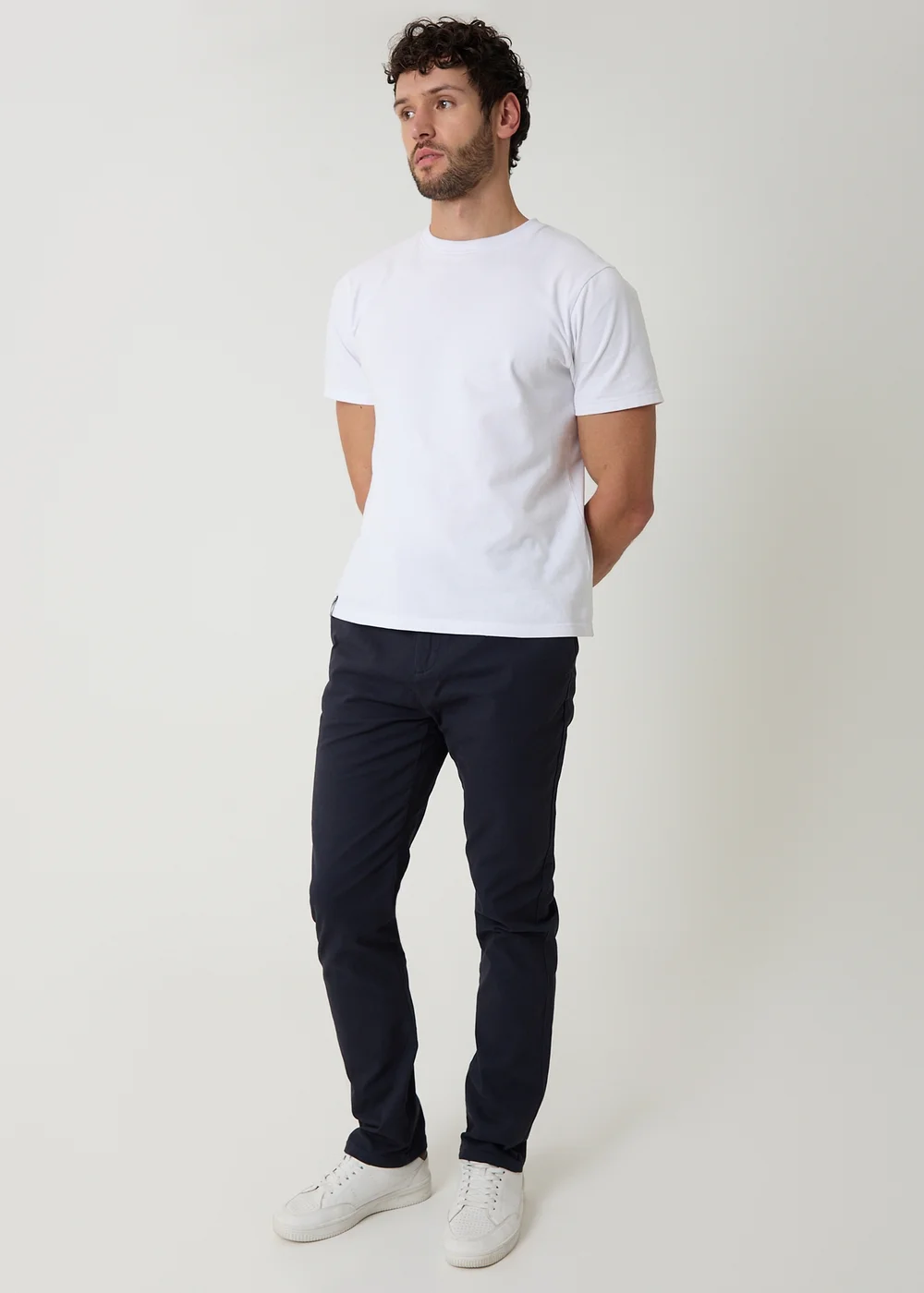 Threadbare Navy Cotton Slim Fit Trousers With Stretch - 38/L32 Image 3