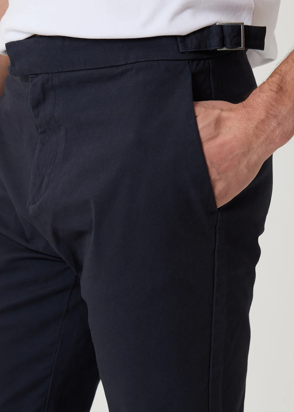 Threadbare Navy Cotton Slim Fit Trousers With Stretch - 38/L32 Image 4
