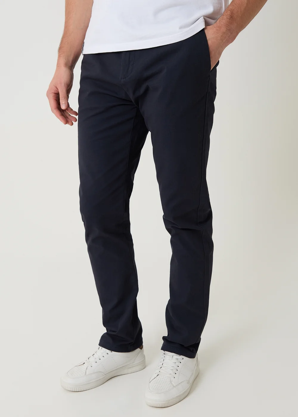 Threadbare Navy Cotton Slim Fit Trousers With Stretch - 38/L32 Image 1