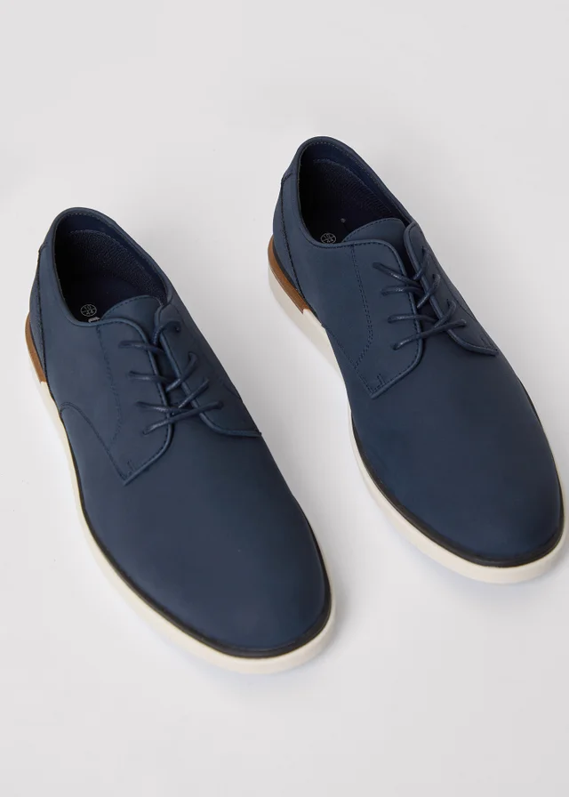 Threadbare Navy Faux Suede Derby Shoes