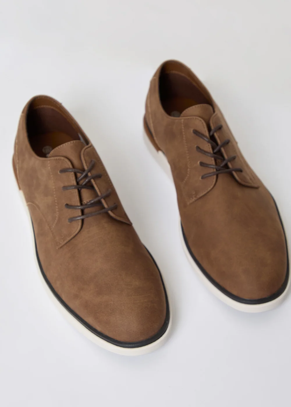Threadbare Tan Faux Suede Derby Shoes - Size 7 Image 2