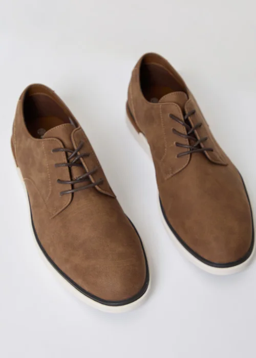 Threadbare Tan Faux Suede Derby Shoes - Size 7 Image 2