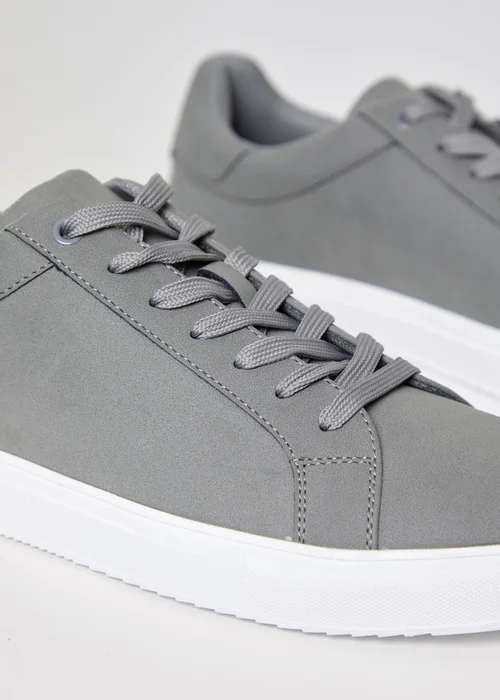 Threadbare Grey Faux Suede Court Trainers - 8 Image 3