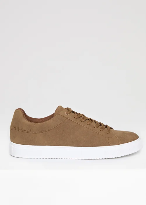 Threadbare Tan Faux Suede Court Trainers - 9 Image 1