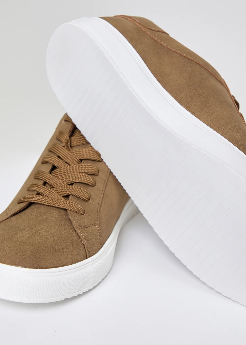 Threadbare Tan Faux Suede Court Trainers - 9 Image 5