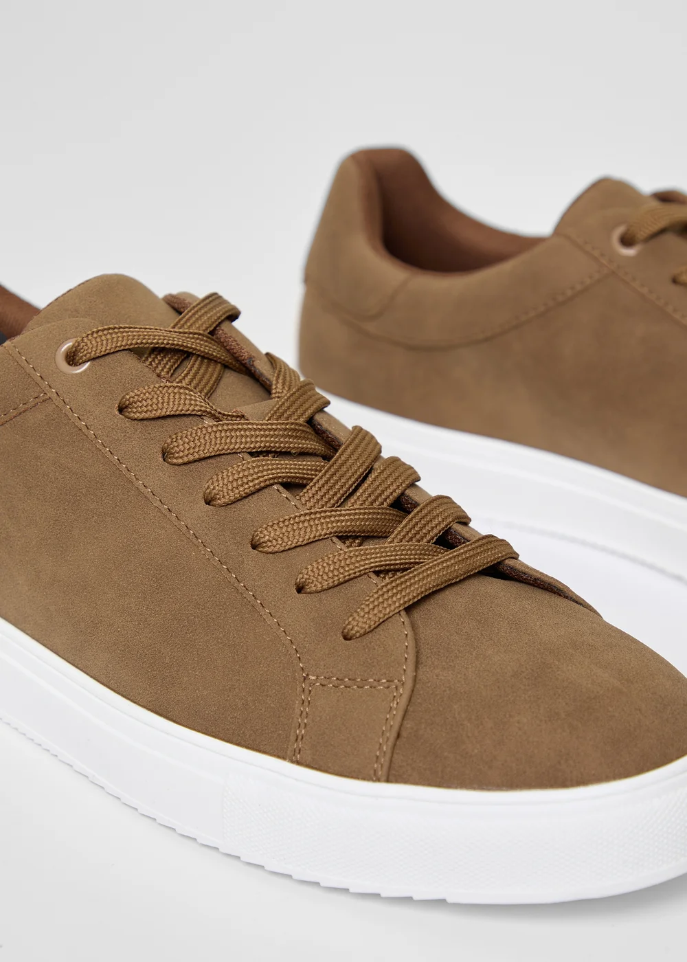 Threadbare Tan Faux Suede Court Trainers - 9 Image 3