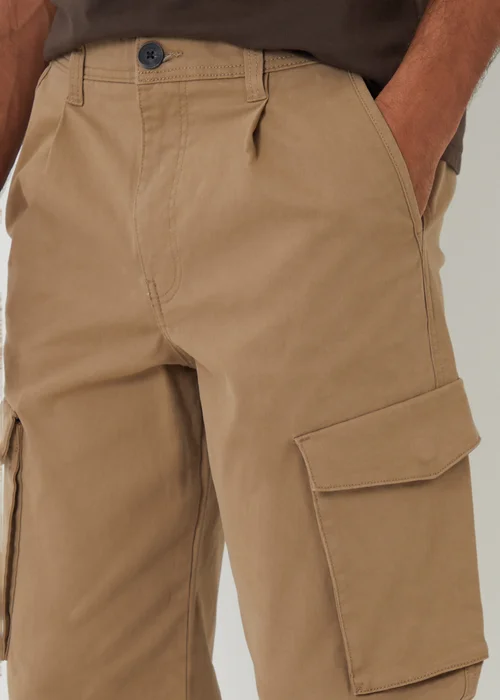Threadbare Stone Relaxed Fit Cotton Cargo Trousers With Stretch - 32/L32 Image 4