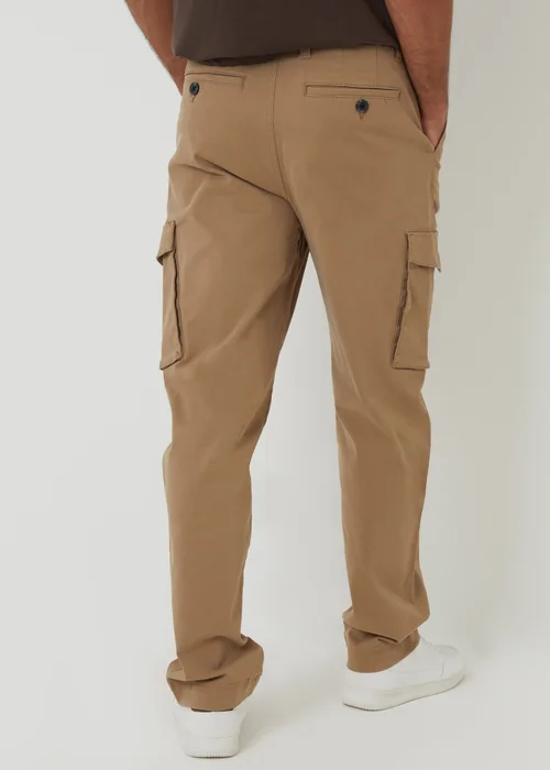 Threadbare Stone Relaxed Fit Cotton Cargo Trousers With Stretch - 32/L32 Image 2