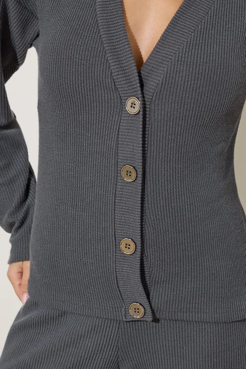 PixieGirl Petite Charcoal Grey Textured Cardigan - 8 Image 4