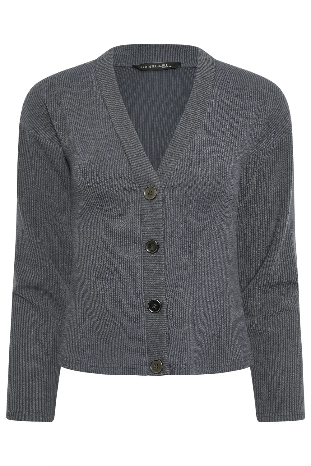 PixieGirl Petite Charcoal Grey Textured Cardigan - 8 Image 5