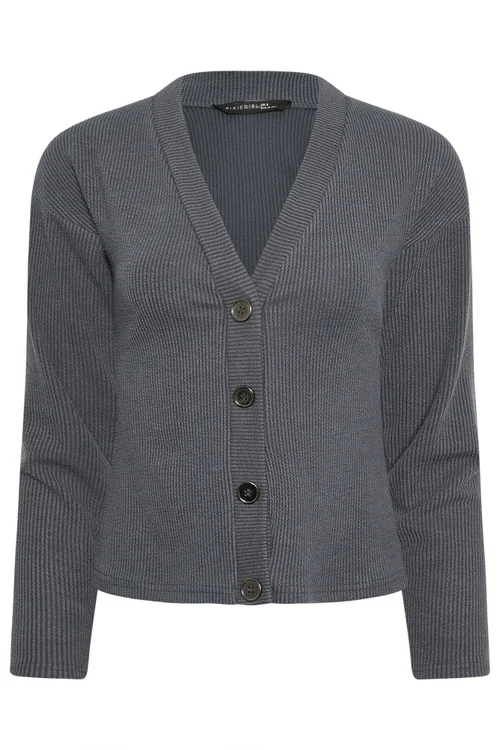 PixieGirl Petite Charcoal Grey Textured Cardigan - 8 Image 5