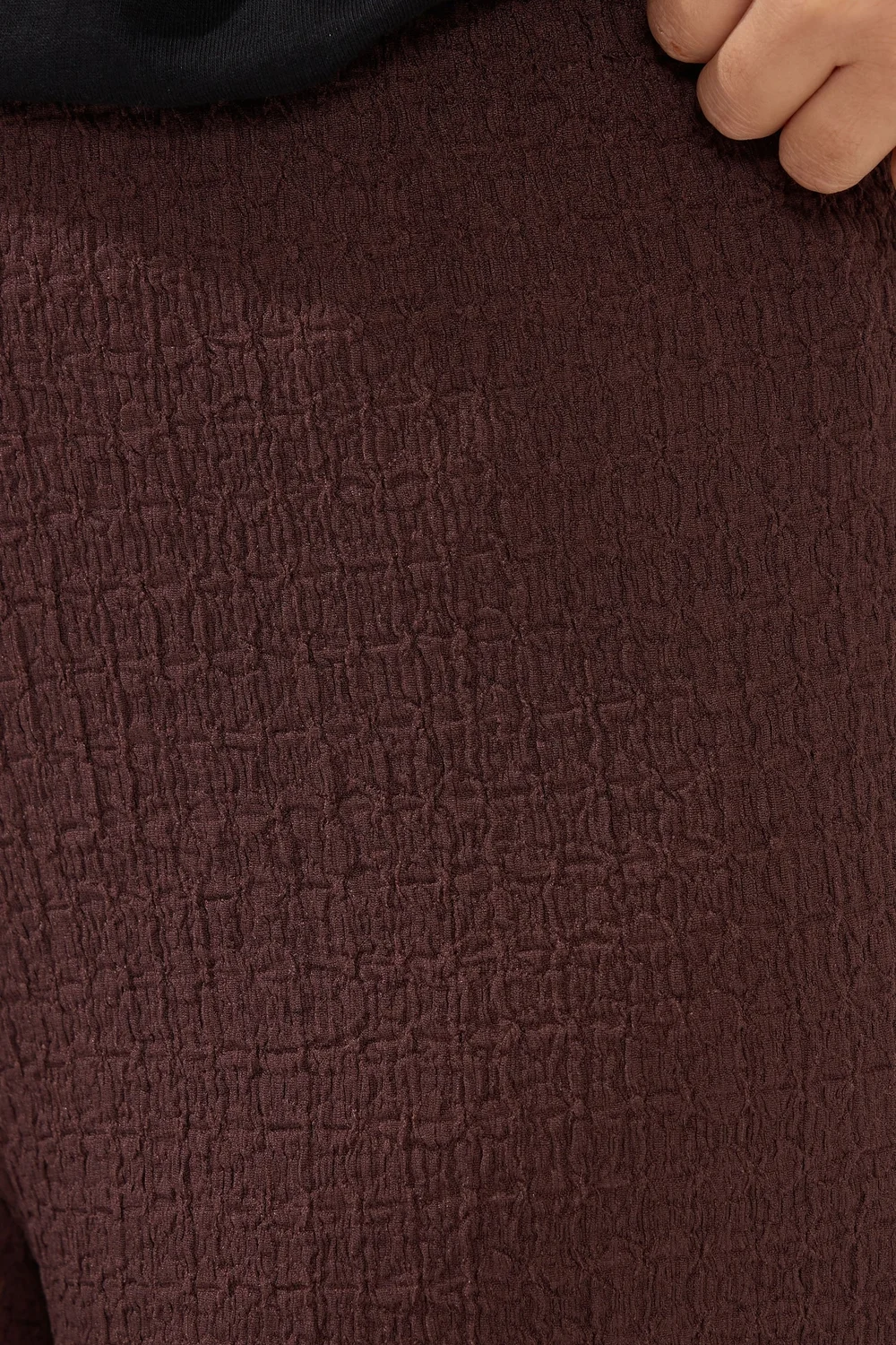 PixieGirl Petite Chocolate Brown Textured Wide Leg Trousers - 14/L27 Image 4