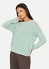 Yumi Sea Green Knitted Stripe Relaxed Jumper - S Image 1