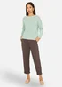 Yumi Sea Green Knitted Stripe Relaxed Jumper - S Image 2
