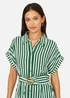 Yumi Green Stripe Print Relaxed Midi Shirt Dress With Belt - 18 Image 3