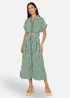 Yumi Green Stripe Print Relaxed Midi Shirt Dress With Belt - 18 Image 2