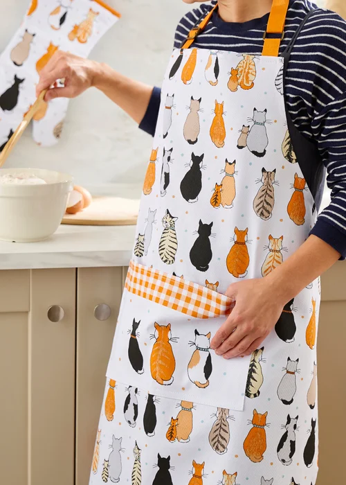 Ulster Weavers Cats In Waiting Orange Apron - Cotton - One Size Image 2