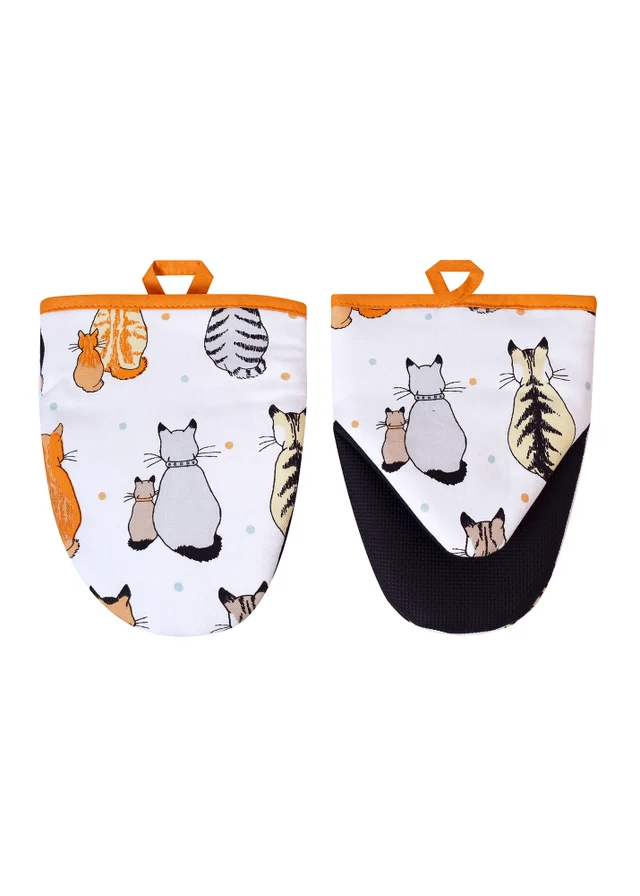 Ulster Weavers Cats In Waiting Orange Microwave Mitts - Pair