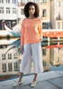 Yumi Orange Knitted Stripe Relaxed Jumper - L Image 2