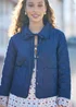 Yumi Blue Chambray Quilted Jacket With Cherry Lining - 12 Image 4