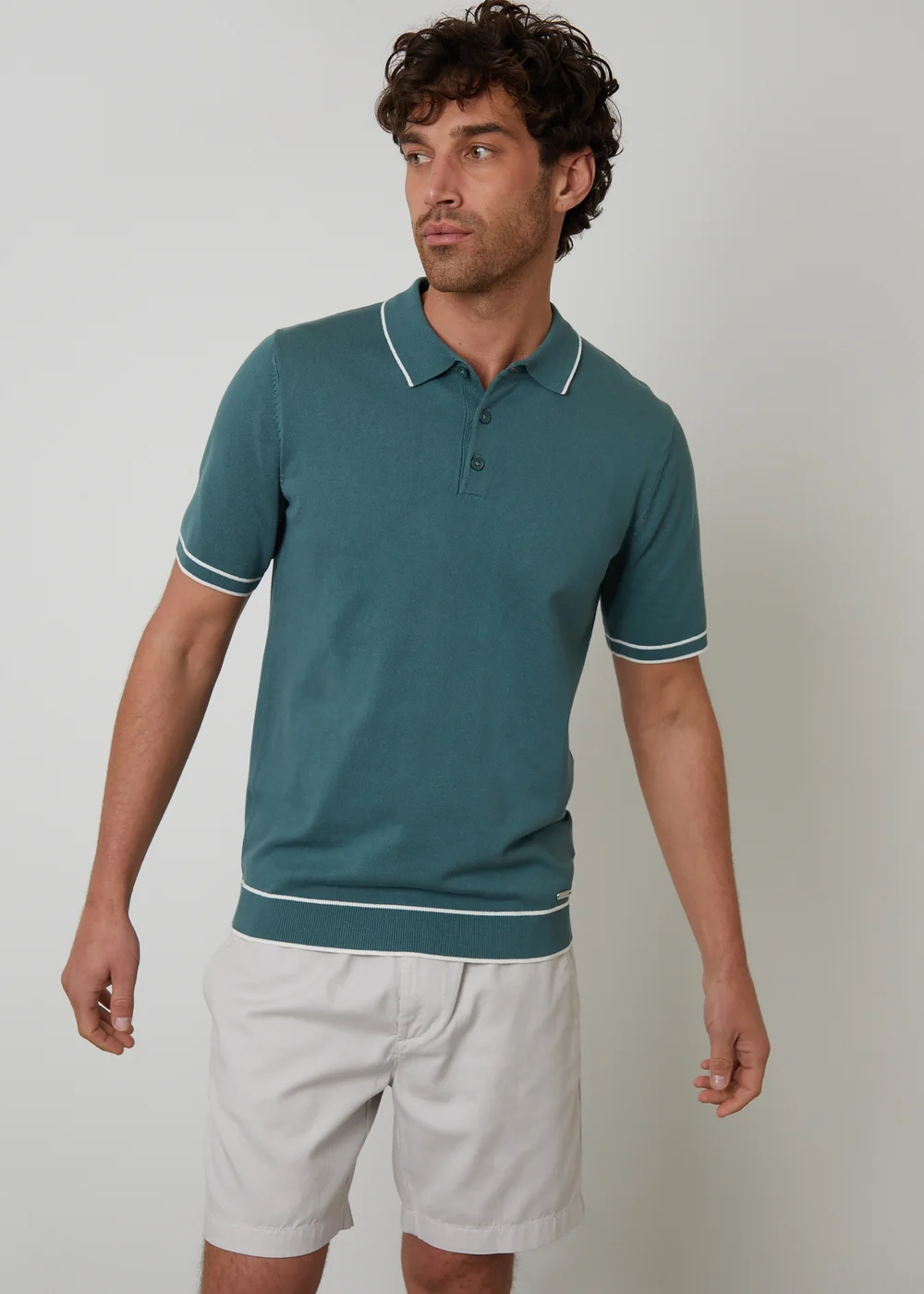 Threadbare Green Knitted Short Sleeve Polo Shirt - 2XL Image 1